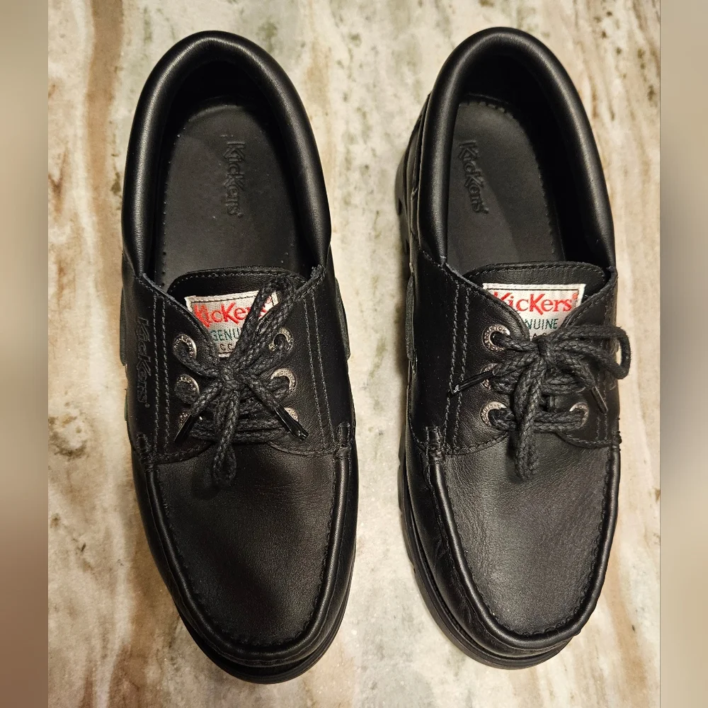 Kickers Black Smooth Leather Mens Shoes 45 EUR/11.5 US